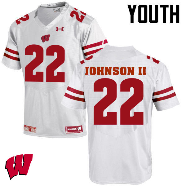 Wisconsin Badgers Youth #22 Patrick Johnson Ii NCAA Under Armour Authentic White College Stitched Football Jersey WY40D40HU